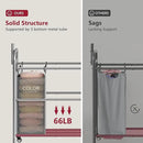 Tajsoon Laundry Sorter with Hanging Bar, 3 Section Rolling Laundry Hamper with Heavy Duty Lockable Wheels, Laundry Basket with Hanging Rack for Bedroom, 3 Gray by CozyNest Decor
