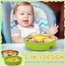 Nuogo 1 Pcs Stainless Steel Baby Suction Plates with Removable Silicone Shell 2-in-1 Metal Toddler Bowl Divided for Picky Eaters Kid Feeding Led Weaning Supply, Dishwasher Safe (Green) by TinyTreasures Baby Boutique