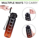 32oz Motivational Water Bottles with Time Marker & Fruit Strainer, Transparent Gradient Color Water Bottle with Times to Drink, Leakproof & BPA Free, Reusable Bottle with Strap (No Straw) by CozyNest Decor