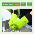 GEEKHOM BBQ Gloves Heat Resistant Oven Mitts - Silicone Grilling Gloves with 13.7" Arm Protection - Waterproof Pot Holder Non-Slip for Men & Women, Kitchen Outdoor Cooking, Baking, Camping, Green by GreenHaven Gardens
