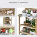 S AFSTAR Garden Potting Bench, Gardening Work Station Table with 2 Storage Shelves, Fir Wood Structure and Metal Tabletop, Gardening Table Potting Benches for Outside Backyard Balcony by GreenHaven Gardens