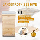 CREWORKS Bee Hive Boxes Starter Kit, 3 Layer Bee House with 10 Medium and 20 Deep Frames & Foundations, Langstroth Beehive for Bee Keeping, Beekeeping Supplies with Plastic Queen Excluder and Nails by GreenHaven Gardens