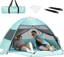 Large Easy Setup Beach Tent,Anti-UV Beach Shade Beach Canopy Tent Sun Shade with Extended Floor & 3 Mesh Roll Up Windows Fits 3-4 Person,Portable Shade Tent for Outdoor Camping Fishing (Mint Green) by TinyTreasures Baby Boutique