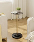 Masupu Drink Table, Round Side Table for Small Spaces, Pedestal Side Table, Small End Table with Metal Base, for Living Room, Bedroom, Bathroom, Grey by CozyNest Decor