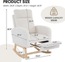 NIOIIKIT Nursery Rocking Chair, Corduroy Upholstered Rocking Chair with Adjustable Footrest, Tufted Rocker Chair with Side Pocket, Glider Rocker for Living Room, Bedroom (White Modern) by TinyTreasures Baby Boutique