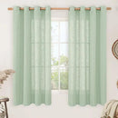 LAMIT Sheer Linen Curtains 63 Inch for Bedroom, Light Filtering Neutral Semi Sheer Farmhouse Boho Curtains Bronze Grommet Living Room Panels, Fresh Green, 2 Panels, 52 x 63 Inch by CozyNest Decor