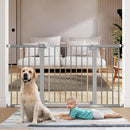 BABELIO 29-55 Inch Extra Wide Baby/Dog Gate, Metal Auto Close for The House and Doorways, Pressure Mounted Pet Door, NO Need Tools and Drilling, with Wall Cups, Gray by TinyTreasures Baby Boutique