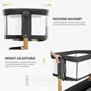 Baby Bassinet Bedside Sleeper,3-in-1 Rocking Bassinet for Baby with 6-Level Height Adjustable, 4 Wheels & Breathable Mesh Walls, Portable Bedside Crib with Mattress for Newborn by CozyNest Decor