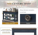 Solid Wood Console Table Sofa Table with Storage Drawers and Bottom Shelf Entryway Table for Entry Hallway Foyer Sofa Couch Table Fully Assembled (48.8" Blue) by CozyNest Decor