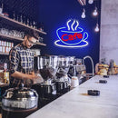 Cafe Neon Sign for Coffee Bar Pub Decor,Blue Wall Art Decoration For Restaurant Living room,Led Light of Cafe,USB Power Supply With Metal Chain. by GreenHaven Gardens