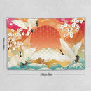 HZOHNAGO Japanese Tapestry Cherry Blossom Crane Sea Wave Fuji Mountain Red Sun Pattern Printed Wall Tapestry Painting Wall Hanging for Bedroom Living Room Dorm 90" W x 60" H by CozyNest Decor