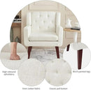 Accent Chair Button-Tufted Upholstered Living Room Chairs Comfy Reading Chair Mid Century Modern Chair with Linen Fabric Lounge Arm Chairs for Living Room Bedroom (Beige Set of 2) by CozyNest Decor