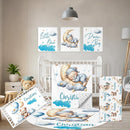 Personalized Baby Bedding Set, 5 Pcs Custom Baby Crib Sets with Name, Toddler Bedding Set for Baby Girls Boys, Blue Bear Double Layer Nursery Bedding Set, Customized Gifts for Infants Kids by TinyTreasures Baby Boutique