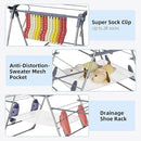 Clothes Drying Rack, Foldable 2-Level Laundry Racks for Drying Clothes Rack,Stainless Steel Drying Rack Clothing Collapsible for Indoor Outdoor,with Height-Adjustable Wings,33 Drying Rails,Gray by CozyNest Decor