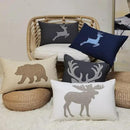Lumbar Pillow Covers 12x20 Inches Moose Decorative Cotton Linen Throw Lumbar Waist Embroidered Cushions Covers for Couch Sofa Bedroom (White) by CozyNest Decor