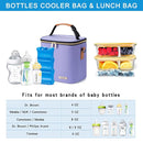 Breastmilk Cooler Bag with Ice Pack Fits 6 Baby Bottles Up to 9 Ounce, Baby Bottle Bag with Shoulder Strap for Nursing Mom Daycare, Violet by TinyTreasures Baby Boutique