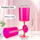 Ciaell 12 Pack Plastic Wine Glasses - 10Oz Hot Pink Plastic Wine Glasses With Stem - Disposable Stemmed Cups for Parties & Weddings by CozyNest Decor