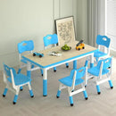 Kids Study Table and 6 Chairs Set,Height Adjustable Table and Chairs for Children and Toddlers,47.2"X23.6"Graffiti Desktop,Suitable for Daycare,Classrooms, Home by CozyNest Decor