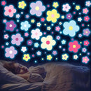Glow in The Dark Y2k Cute Flowers Wall Decals，Glowing Luminous Colorful Floral Wall Stickers Colorful Removable self-Adhesive Preppy Hippie Stickers for Girls Bedroom by CozyNest Decor