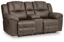 Lowilla - Double Reclining Loveseat With Console - Driftwood by Unique Piece Furniture