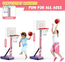 Toddler Basketball Hoop, Adjustable Height 2.3-4.5ft Baby Basketball Goal Set with 4 Balls & Pump, Backyard Poolside Basketball Toy for Boys & Girls Birthday Gift, Pink by TinyTreasures Baby Boutique