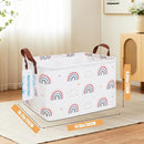 LANGYASHAN Rectangular Storage Bin Collapse Canvas Fabric Cartoon Storage Basket with Handles for Organizing Home Kitchen Boys and Girls Toys Office Closet Shelf Baskets(Rec Cloud Rainbow) by TinyTreasures Baby Boutique