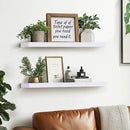 24"x6.8"x1.2" Solid Wood Floating Shelves 2-Pack - Rustic White Finish with Hidden Brackets, Perfect for Storage and Décor in Living Room, Kitchen, Bedroom by CozyNest Decor
