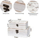 Decorative Wooden Box with Hinged Lid - Timeless Carved Floral Storage for Rustic Farmhouse Decor, Set of 2, White by TinyTreasures Baby Boutique