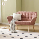 48" Small Loveseat Sofa, Modern Linen Fabric Mini Sofa Couch 2-Seater Love Seat with Quilting Backs and Wood Legs for Living Room, Bedroom and Small Space, Pink by CozyNest Decor