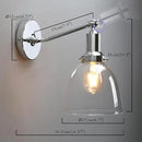 PERMO Industrial Vintage Wall Sconce Chrome Wall Sconce with 6.7" Oval Dome Clear Glass Shade Light Lamp Fixture by CozyNest Decor
