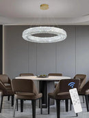 Dia 40" Modern Crystal Chandelier Ring Chandelier Adjustable Height Luxury Crystal Pendant Ceiling Light Fixture for Dining Living Room Bedroom by CozyNest Decor