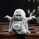 OwMell Japanese Jizo Monk Statue Praying, Buddha Jizo Statue Figurine Memorial Statue Aquarium Decoration for Garden Outdoor Ornament 2.6" - Laughing Buddha by GreenHaven Gardens