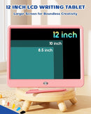 Bravokids 12 Inch LCD Writing Tablet for 3 Year Olds - Electronic Drawing Pad and Doodle Board as Educational Birthday Gifts for Girls and Boys (Pink) by TinyTreasures Baby Boutique