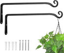Kingsyard 2-Pack Wall Plant Hanger Outdoor - Heavy Duty Metal Hanging Bracket Hooks for Hanging Plant Bird Feeders Lanterns Wind Chimes Outdoor & Indoor, 15-Inch/Black by GreenHaven Gardens