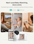 VistaView Smart WiFi Baby Monitor with 2 Cameras- 5” 1080P Split Screen & 2K Camera App Control, Cry & Motion Alerts, Night Vision, 5000mAh Battery, 2-Way Talk, Triple Security, 1279ft Range by TinyTreasures Baby Boutique