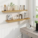 Fun Memories 40" Rustic Wood Floating Shelves with Invisible Brackets for Storage & Decor, Deep Wall Mounted Shelves for Bathroom, Kitchen, Living Room (Oak, Set of 2) by CozyNest Decor