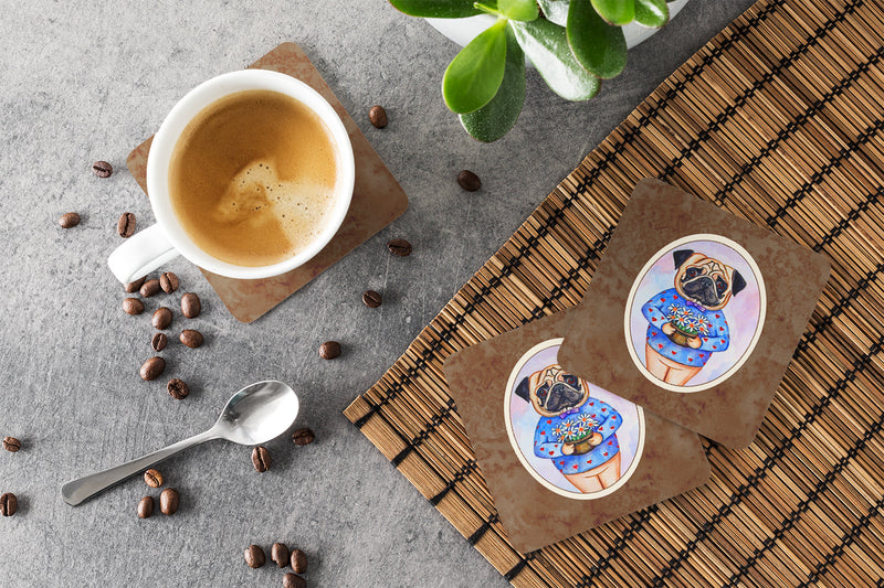 Pug Valentine's Hearts Foam Coaster  7132FC