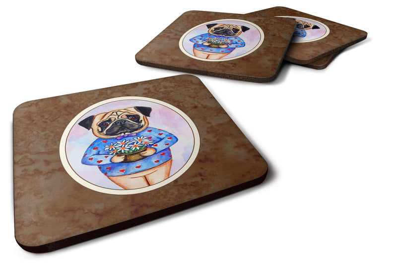 Pug Valentine's Hearts Foam Coaster  7132FC