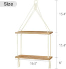 Mkono Macrame Hanging Shelf Boho Wall Decor 2 Tier Handmade Cotton Rope Rustic Wood Floating Shelves Display Photos Plants Hanging Storage Shelving for Living Room Nursery Bathroom Bedroom by CozyNest Decor