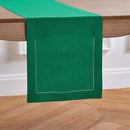 Solino Home Linen Hemstitch Table Runner 120 Inches Long - 100% Pure Linen Emerald Green Table Runner 14 x 120 Inch - Classic Hemstitch by CozyNest Decor