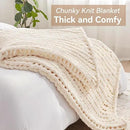 Chunky Knit Throw Blanket, 40''*50'' Knitted Throw Chenille Yarn for Bed Couch, Handmade Cream Crochet Big Thick Blanket, Machine Washable Cute Comfy Blanket for Home Decor by CozyNest Decor