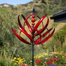 Yard Garden Wind Spinners - 91" Height Extra Large Wind Spinners Outdoor Metal, Kinetic Wind Sculptures for Lawn Patio Garden Decor (Burgundy Lotus) by CozyNest Decor