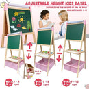 Easel for Kids,Adjustable Wooden Art Easel for Kids,119+ Art Supplies,Double Sided Magnetic Chalkboard and White Board Whit Storage Basket,Drawing and Painting for Aged 2-4,5-7,8-12,2 Paper Rolls by TinyTreasures Baby Boutique