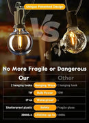 Brightown Led String Lights Outdoor 55Ft G40 Patio Lights with 52 Led Shatterproof Bulbs(2 Spare), Waterproof Led Globe Hanging Lights for Backyard Porch Bistro Balcony Decor, E12 Socket, 2200K by CozyNest Decor