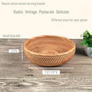 Set of 2 Round Rattan Bowl Baskets, 8 9 Inch Handmade Wicker Basket Tray with 3”Deep Wall, Decorative Woven Brown Bread Basket Fruit Bowl Table Key Holder, 2-Size by CozyNest Decor