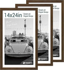 14x24 Picture Frame 3 Pack - Brown Woodgrain, Wood Poster Frame, Gallery Poster Frame - Wall Hanging by CozyNest Decor