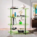 Clear Bookshelf, Acrylic Bookcase with Open Book Shelf Console Table for Entryway Office (4 Tier Green) by CozyNest Decor