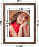 Vittanly 11x14 Picture Frames Set of 9, Shatter Resistant Plexiglass, Display 8x10 Pictures with Mat or 11x14 without Mat, Photo Frames for Wall or Tabletop, Engineered Wood, Brown by CozyNest Decor