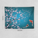 Japanese Koi Fish Tapestry, Cherry Blossoms Asian Oriental Green Teal Flower Branch Koi Fish Carp Tapestries Wall Hanging for Bedroom Living Room Office Decor 40"x30" by CozyNest Decor