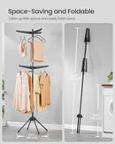 SONGMICS 2-Tier Clothes Drying Rack, 75.2-Inch Folding Laundry Drying Rack with 6 Rotatable Arms for Hangers, Stainless Steel, for 54 Pieces of Clothes, Black ULLR514B01 by TinyTreasures Baby Boutique